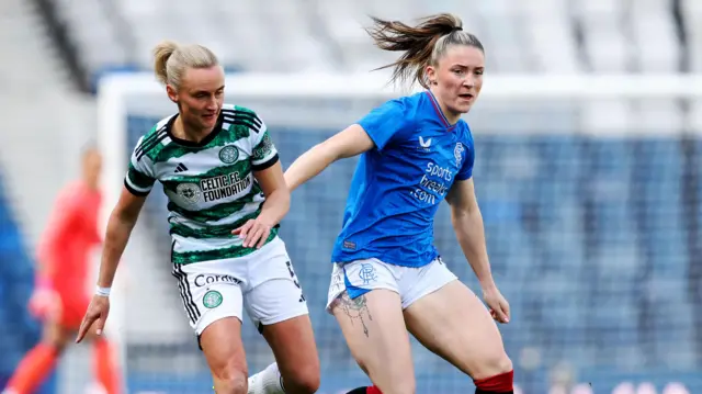 Rangers Chelsea Cornet and Celtic's Natalie Ross in action during a Scottish Gas Women's Scottish Cup Semi-Final match between Rangers and Celtic at Hampden Park