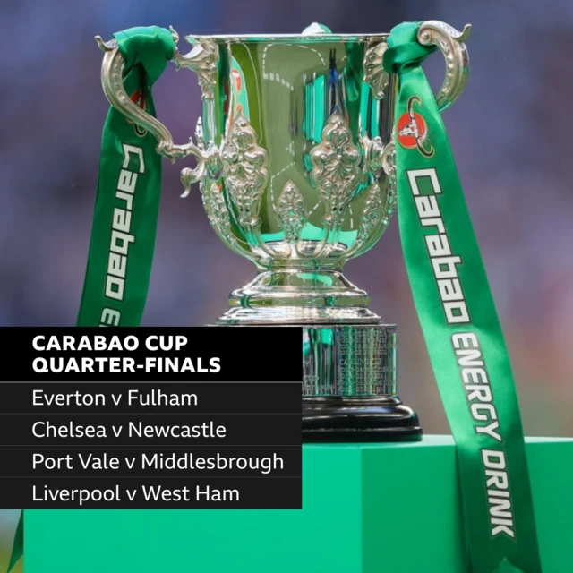 Carabao Cup graphic: Everton v Fulham, Chelsea v Newcastle, Port Vale v Middlesbrough, Liverpool v West Ham