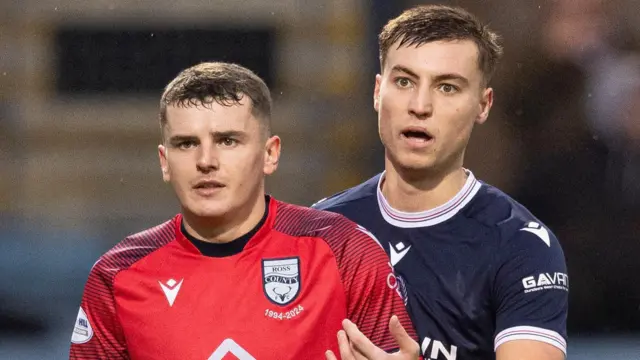 Ross County’s Ronan Hale and Dundee’s Ryan Astley