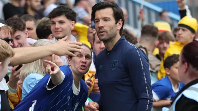 Brian Barry-Murphy with Cardiff fans at Mansfield last weekend 