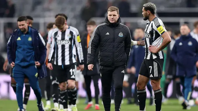 Eddie Howe, manager of Newcastle United, looks dejected 