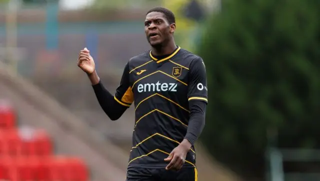 Joel Nouble in action for Livingston during a cinch Premiership match between St Johnstone and Livingston at McDiarmid Park, on September 30, 2023, in Perth, Scotland.