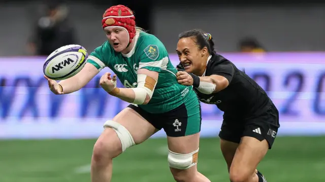 Aoife Wafer in action for Ireland against New Zealand
