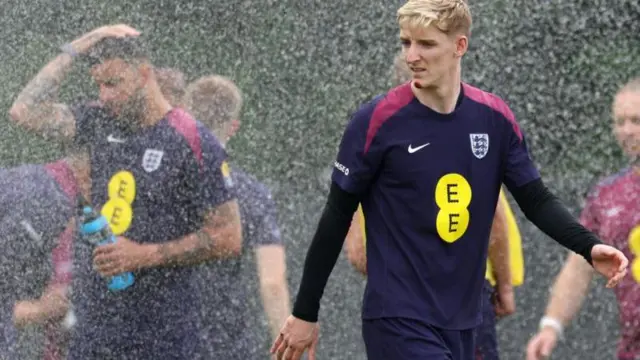 Anthony Gordon in training for England