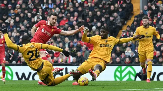 Diogo Jota in action against Wolves