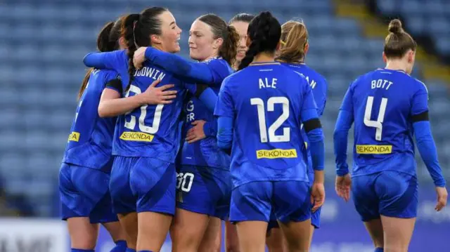 Missy Goodwin of Leicester City celebrates scoring the second goal for her side