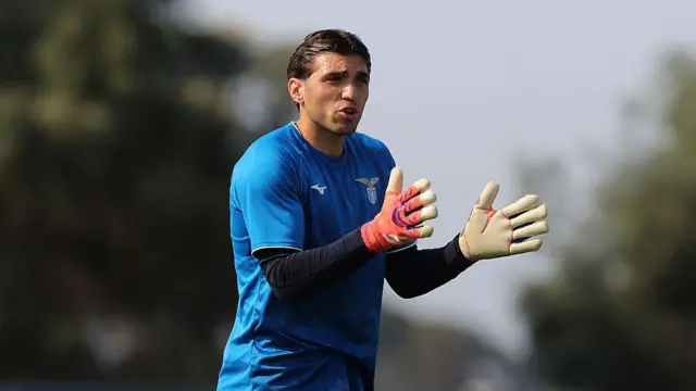 Christos Mandas in action during a Lazio training session