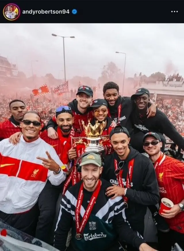 Instagram post from Andrew Robertson at the Liverpool FC title parade