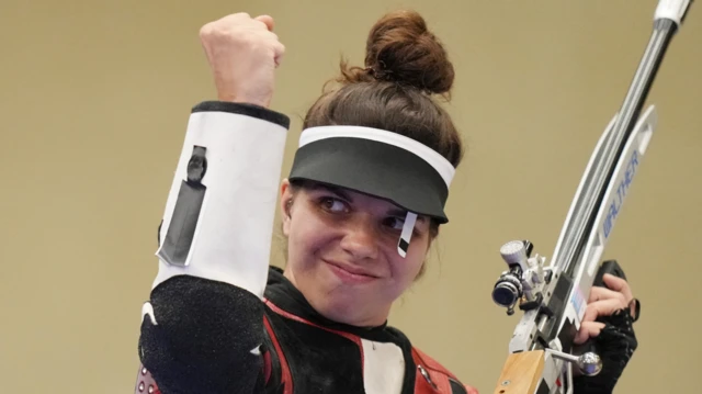 Chiara Leone after winning shooting gold at the 2024 Paris Olympics