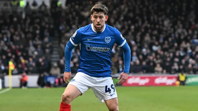 Portsmouth forward Callum Lang in action at Fratton Park