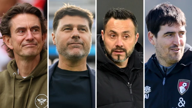 Thomas Frank, Maurico Pochettino, Roberto de Zerbi and Andoni Iraola