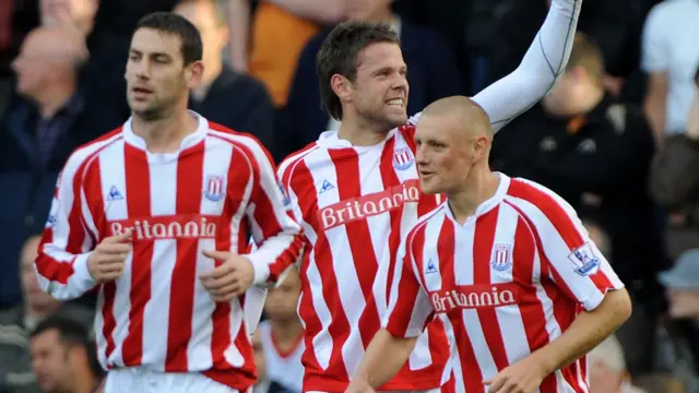 Stoke City's James Beattie, Rory Delap and Andy Wilkinson.