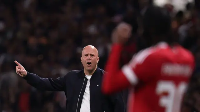 Arne Slot managing Liverpool