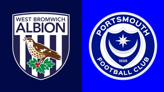 Side-by-side of West Bromwich Albion and Portsmouth club badges