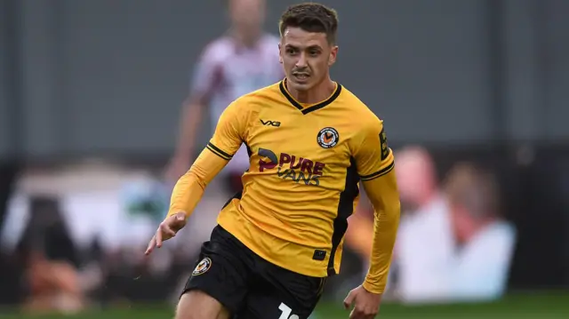 Oliver Greaves in action for Newport earlier this season