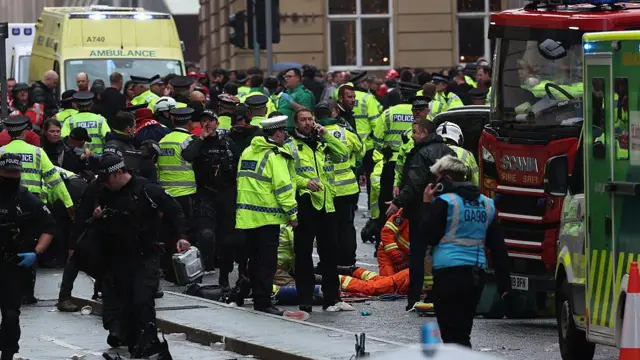 The aftermath of the incident at the Liverpool parade