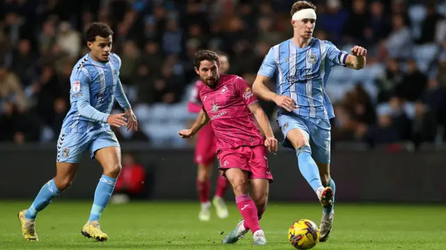 Joe Allen in action against Coventry last season