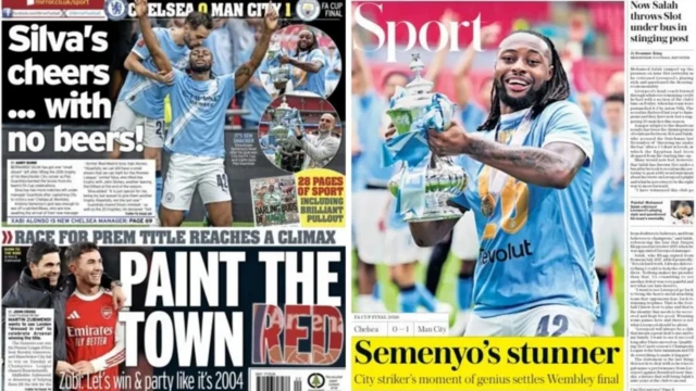 The Sunday Mirror and Sunday Telegraph back pages.