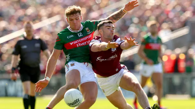 Galway's Sean Mulkerrin attempts to block a Jordan Flynn shot at Castlebar