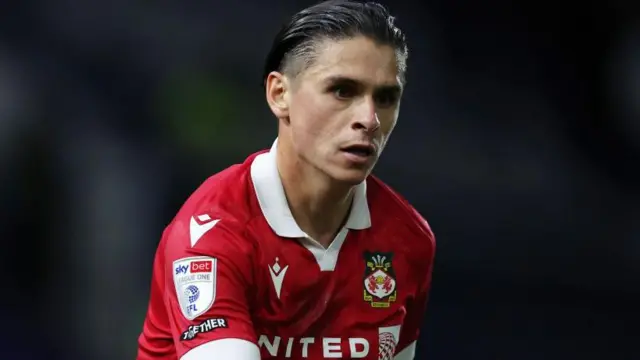 George Dobson playing for Wrexham against Birmingham City