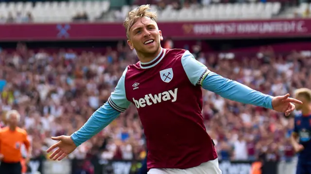 Jarrod Bowen celebrates a goal for West Ham