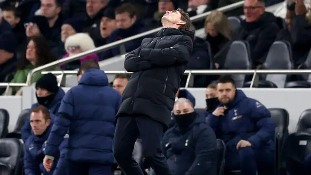 Thomas Frank, Manager of Tottenham Hotspur, reacts
