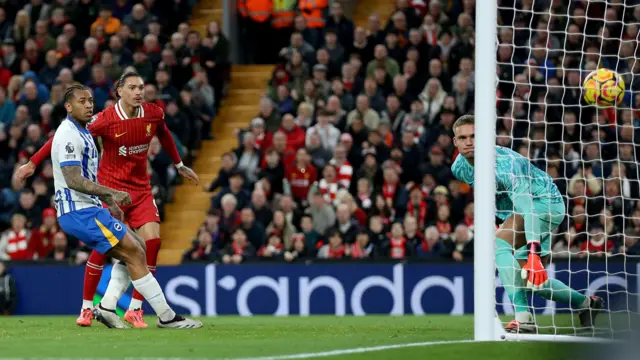 Darwin Nunez scores a goal for Liverpool