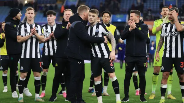 Eddie Howe with Trippier, Guimaraes and others 