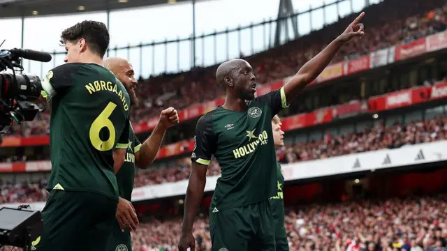 Yoanne Wissa celebrates for Brentford 
