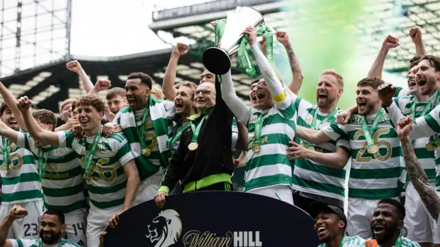 Celtic lift Premiership trophy