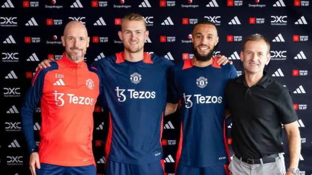  Matthijs de Ligt and Noussair Mazraoui with Erik ten Hag