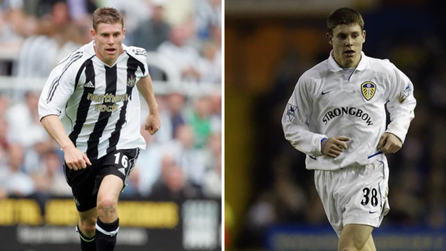 James Milner playing for Newcastle (left) and Leeds (right)