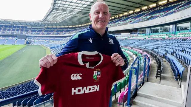 John Dalziel with Lions shirt