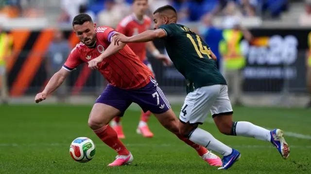 John McGinn playing for Scotland against Bolivia