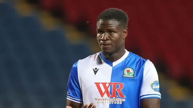 Mahktar Gueye applauds the Blackburn Rovers supporters