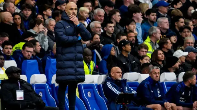 Chelsea FC head coach Enzo Maresca looks on from the touchline against Nottingham Forest