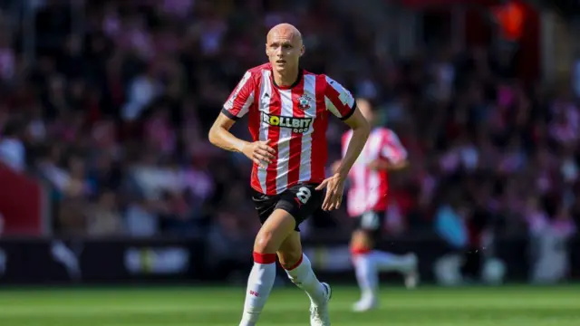 Will Smallbone of Southampton during the Premier League match between Southampton FC and Nottingham Forest FC at St Mary's Stadium on August 24, 2024