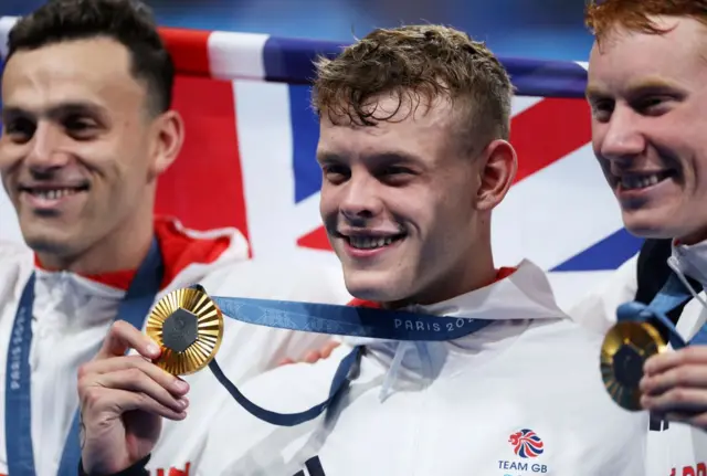 Matt Richards with his gold medal in Paris