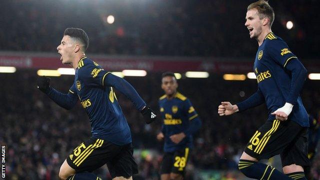 Arsenal players celebrating