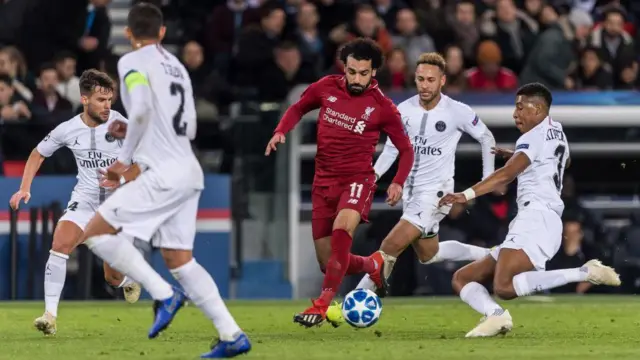 Mohamed Salah playing against PSG