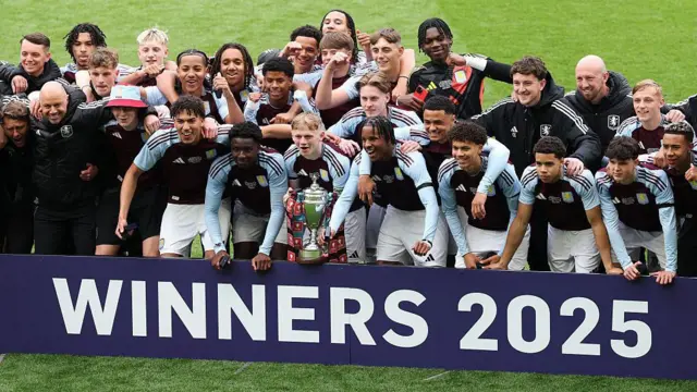 Aston Villa players celebrate