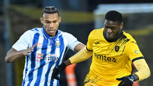 Livingston's Joel Nouble and Kilmarnock's Corrie Ndaba