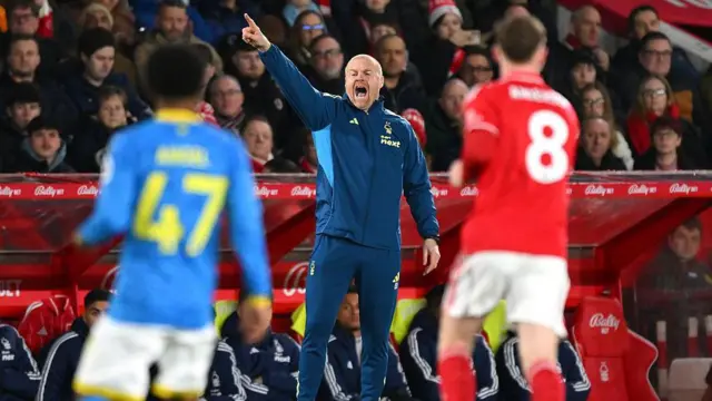 Sean Dyche instructs from the sidelines