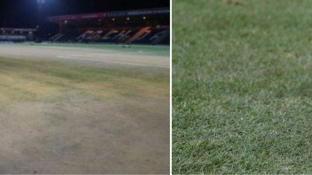 Rochdale's old and new pitch