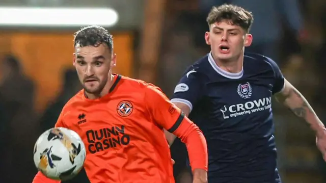 Dundee Utd’s Vicko Sevelj and Dundee's Seb Palmer Houlden