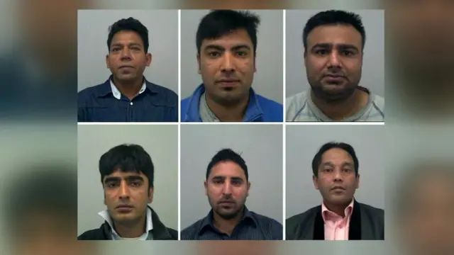 Clockwise from top left: Vikram Singh, Akbarav Khan, Asif Hussain, Mohammed Imran, Taimoor Khan and Arshad Jani were all found guilty