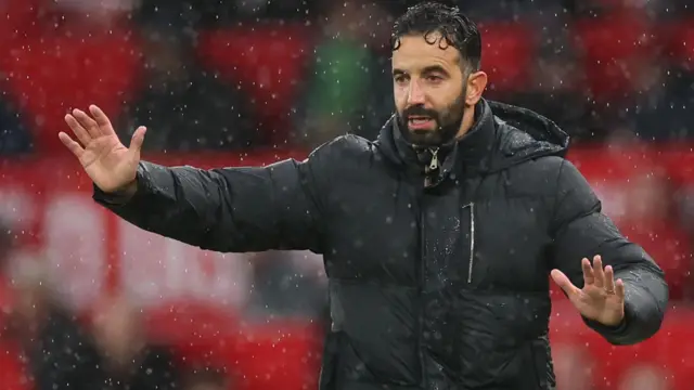 Ruben Amorim gives instructions from the touchline