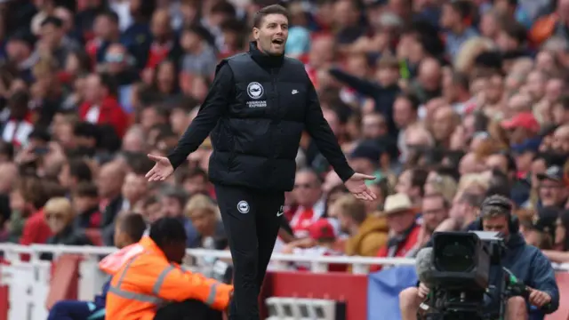 Brighton boss Fabian Hurzeler reacts