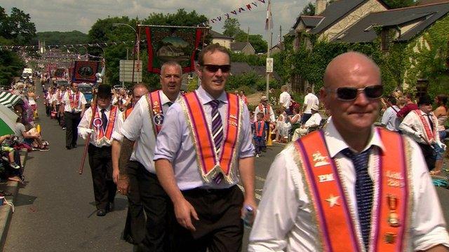 Hundreds of people lined the streets of Loughbrickland, County Down to watch the parades