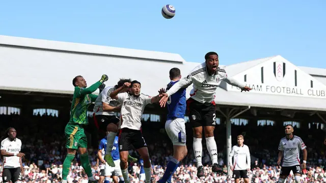 Bernd Leno of Fulham punches clear